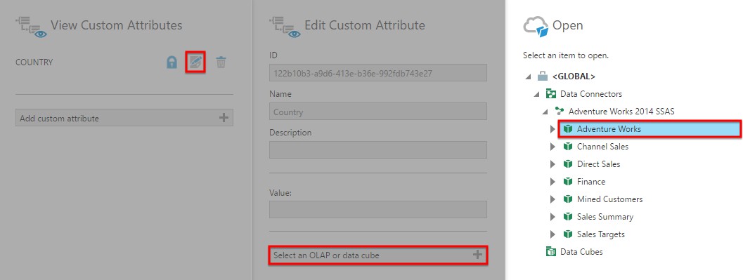 Select the OLAP cube
