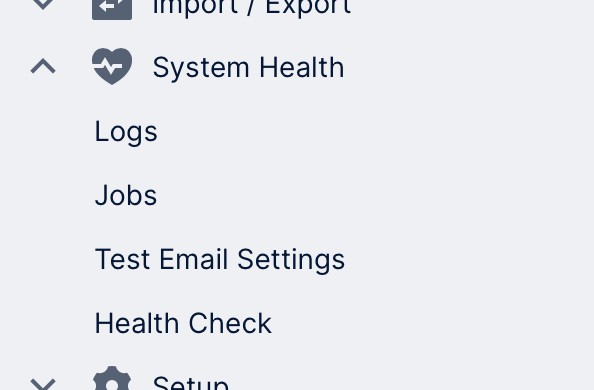 System Health options