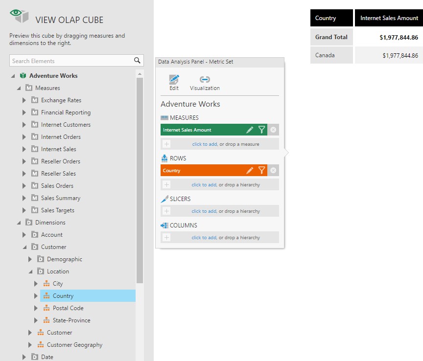 Preview the metric set