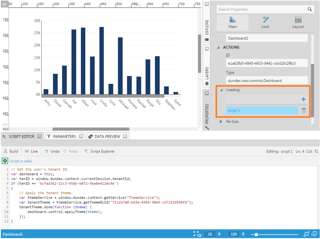 Add a dashboard Loading script