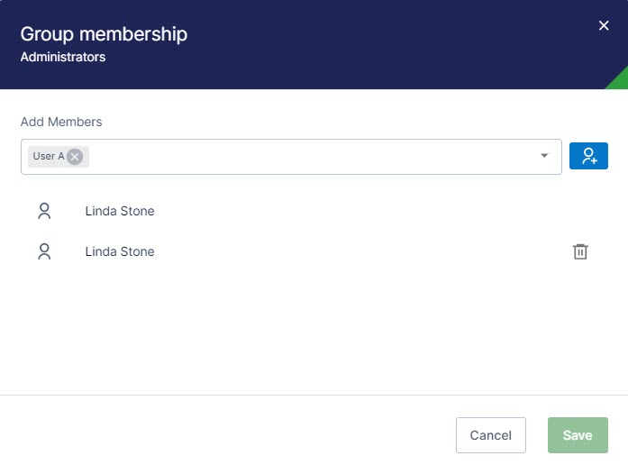 Use this work area to add and remove users and groups to and from the selected group.