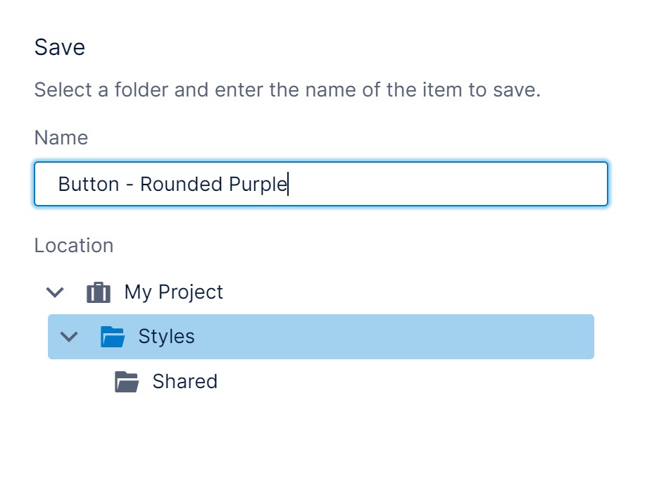 Enter a file name for the style 