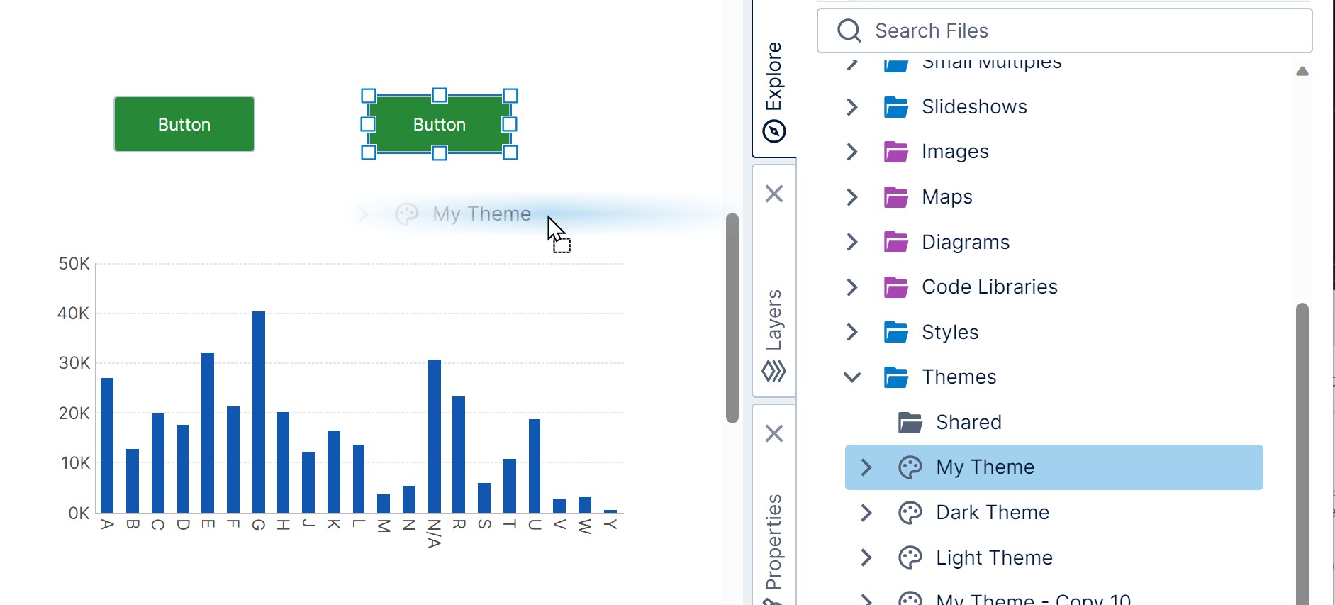 Drag theme to canvas