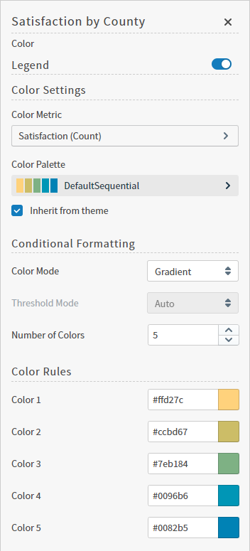 color sidebar menu for a sunburst visual