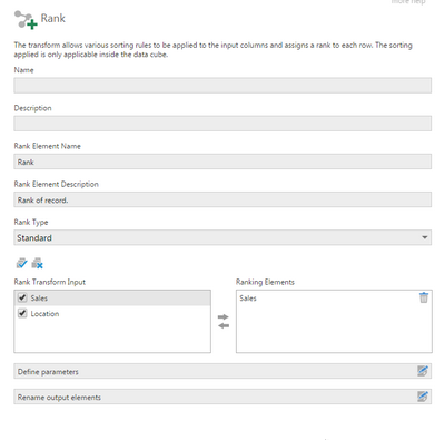 Configuring the Rank transform