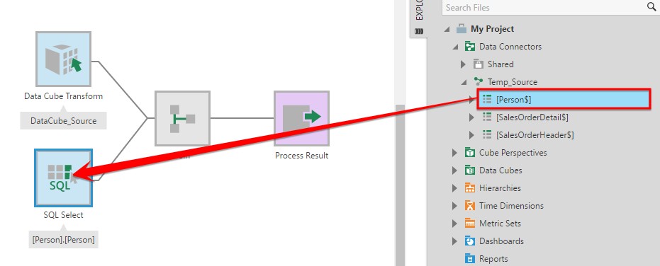 Drag the replacement table