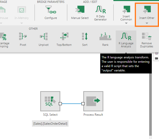 Select connection link and insert the transform