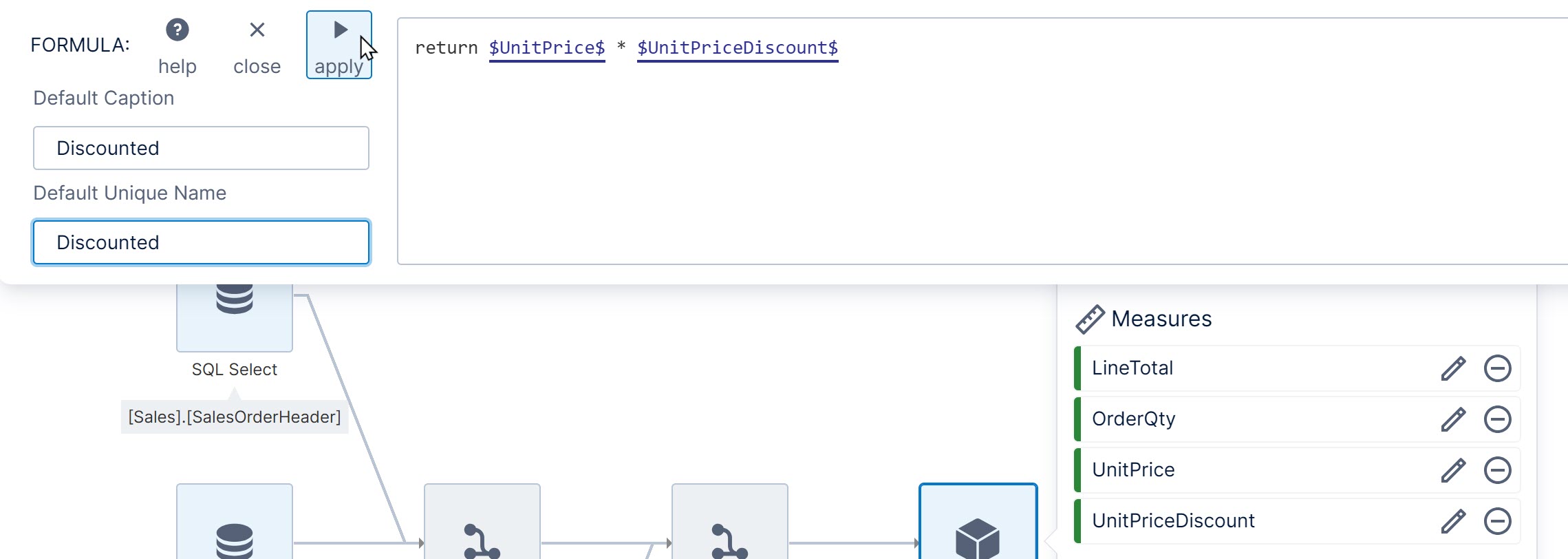 add a data cube formula