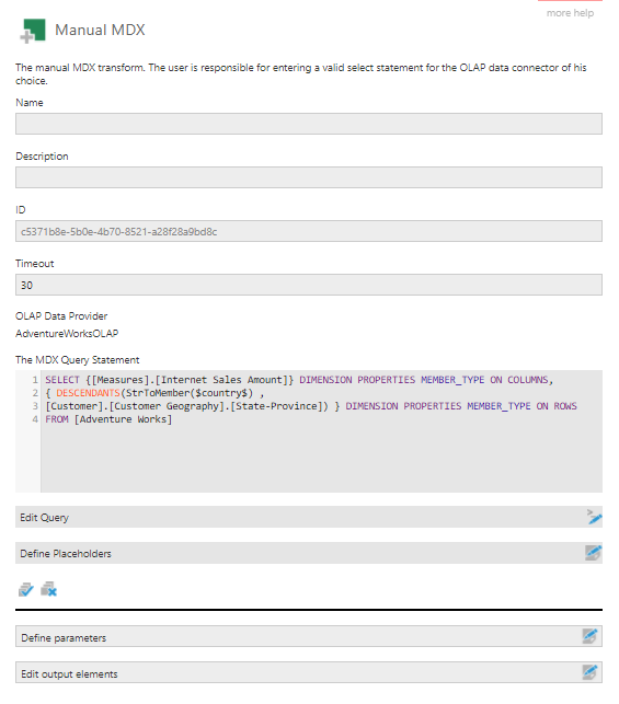 Configure the Manual MDX transform