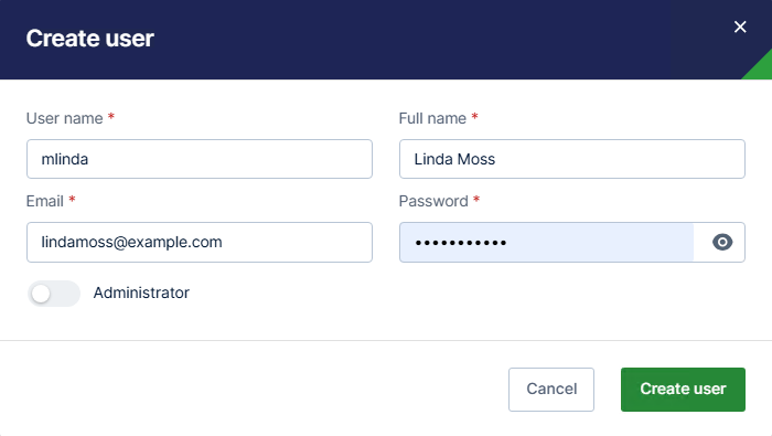Use this work area to define new users in your tenant