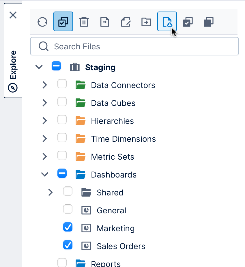 Publishing selected dashboards