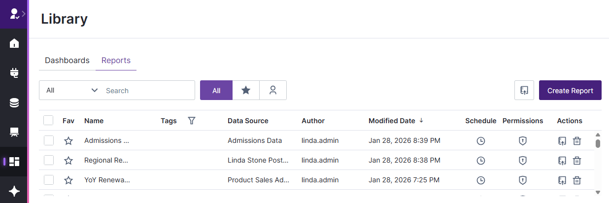 use to manage your reports
