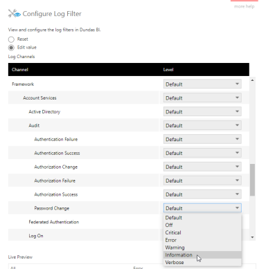Use this work area to configure events you want to audit
