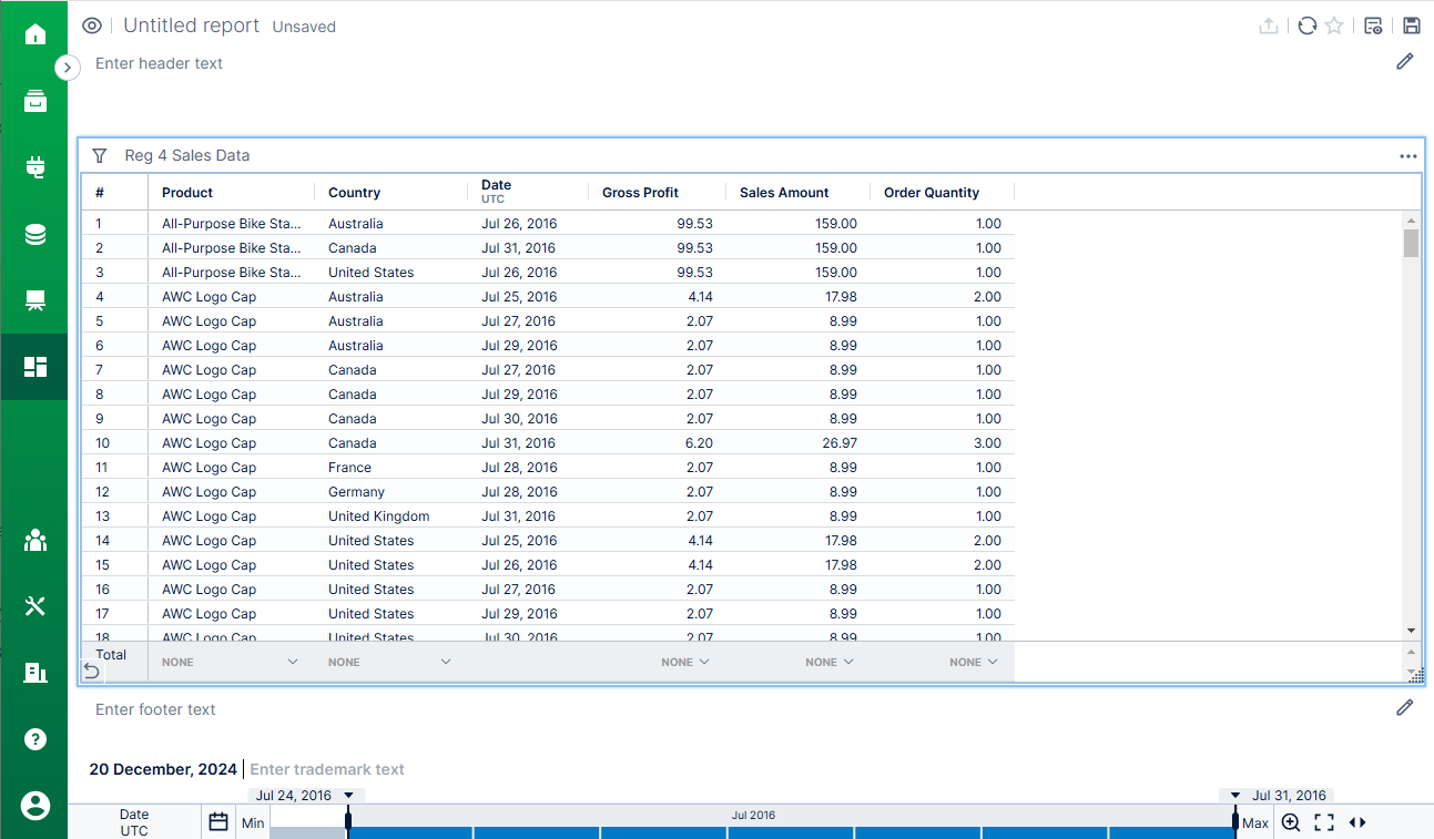 use this work area to design your self service report
