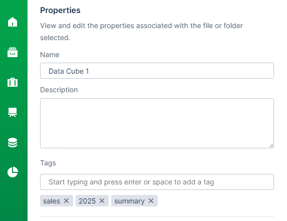 Add tags to a data cube