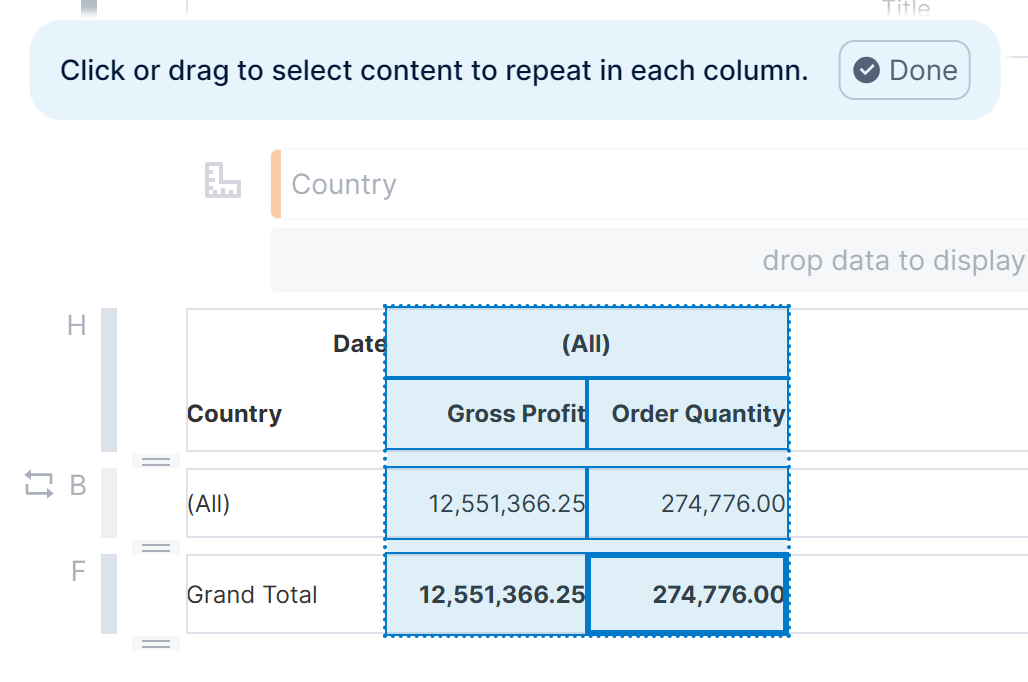 Selecting elements to repeat horizontally for each year