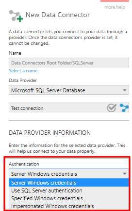 Set the authentication method for the SQL Server provider