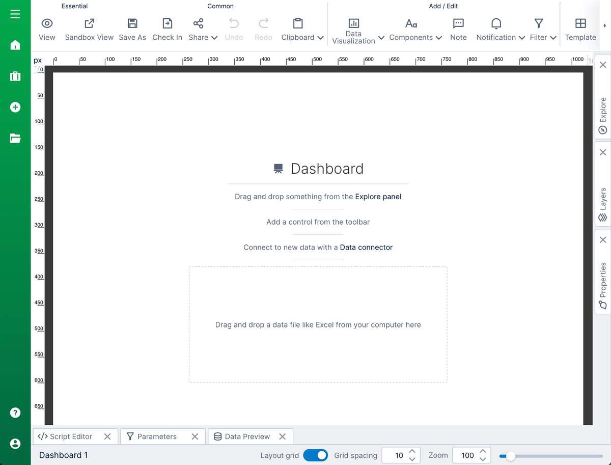 Dashboard Designer screen
