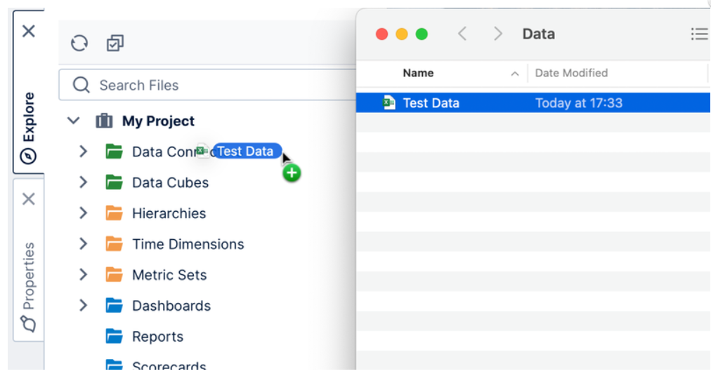 Drag Excel file to Explore window