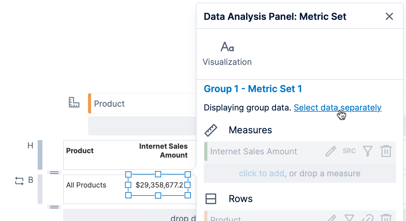 Create a separate metric set for the data label