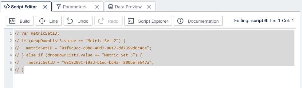 Press CTRL+/ to comment or uncomment lines of code