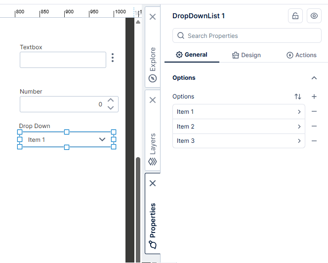 Add a Drop Down List component to the dashboard