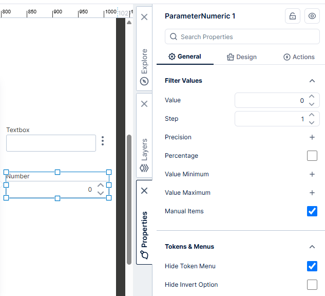 Add a Number filter with Manual Items to the dashboard