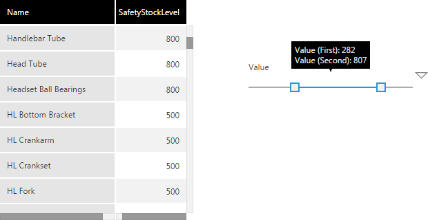 Slider filter tooltip in View mode