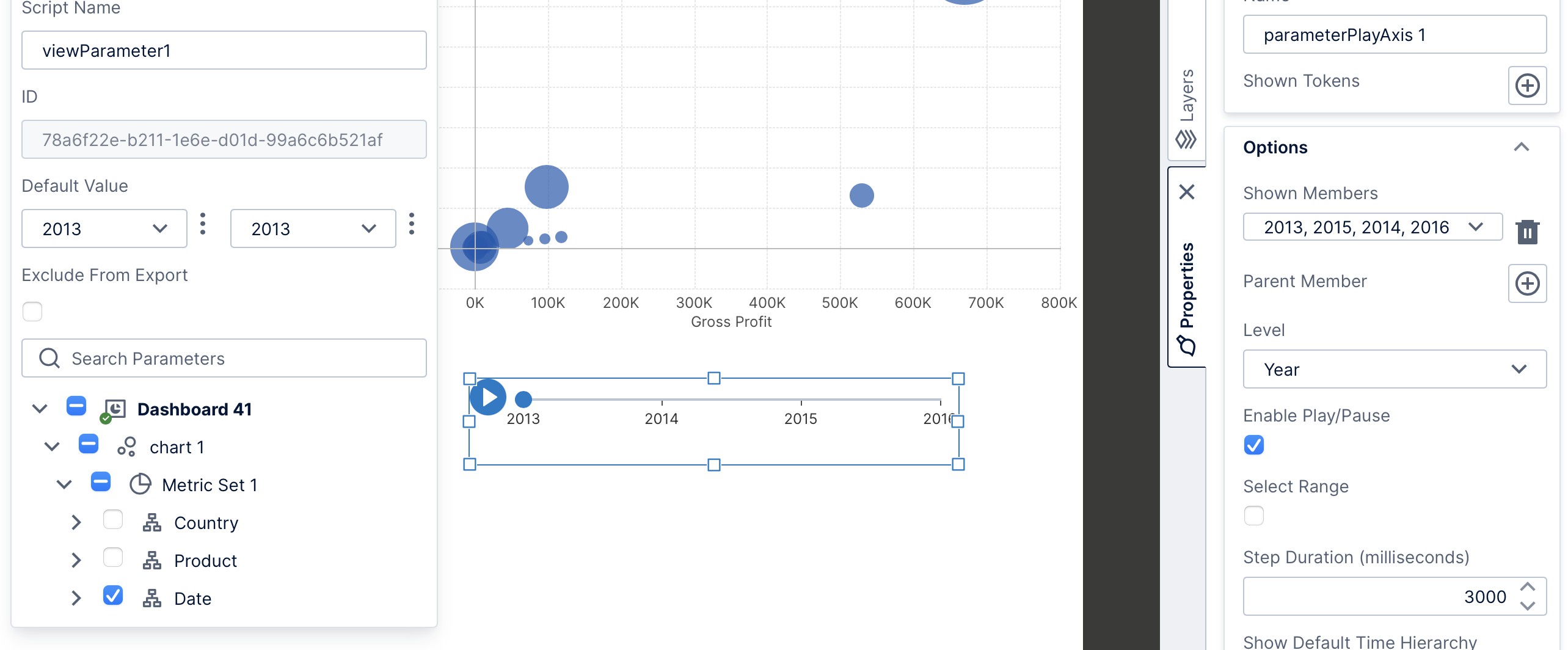 Connect the filter and adjust Shown Members if needed