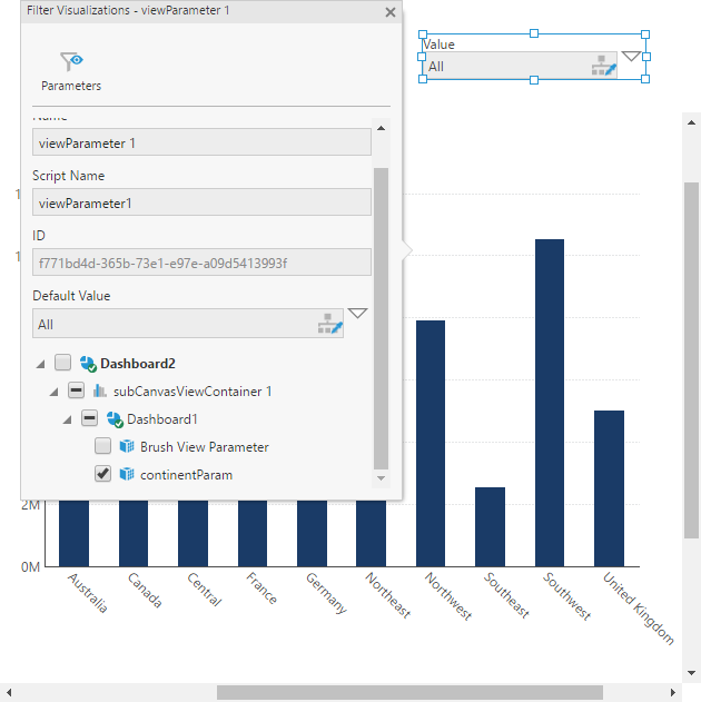 Connect the parent dashboard filter 