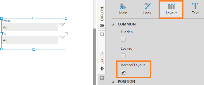 Calendar range filter with vertical layout