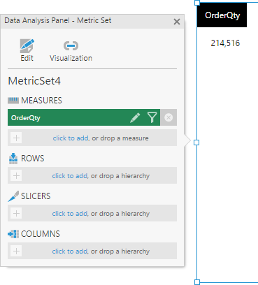 Drag OrderQty measure to canvas
