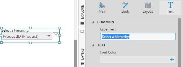 Set the label text for the filter