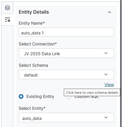 Use this work area to view information about the relationships in your selected schema