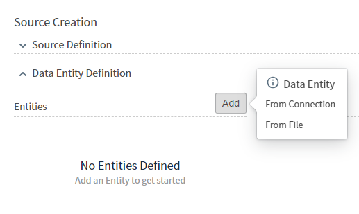 use this work area to add data entities to your source