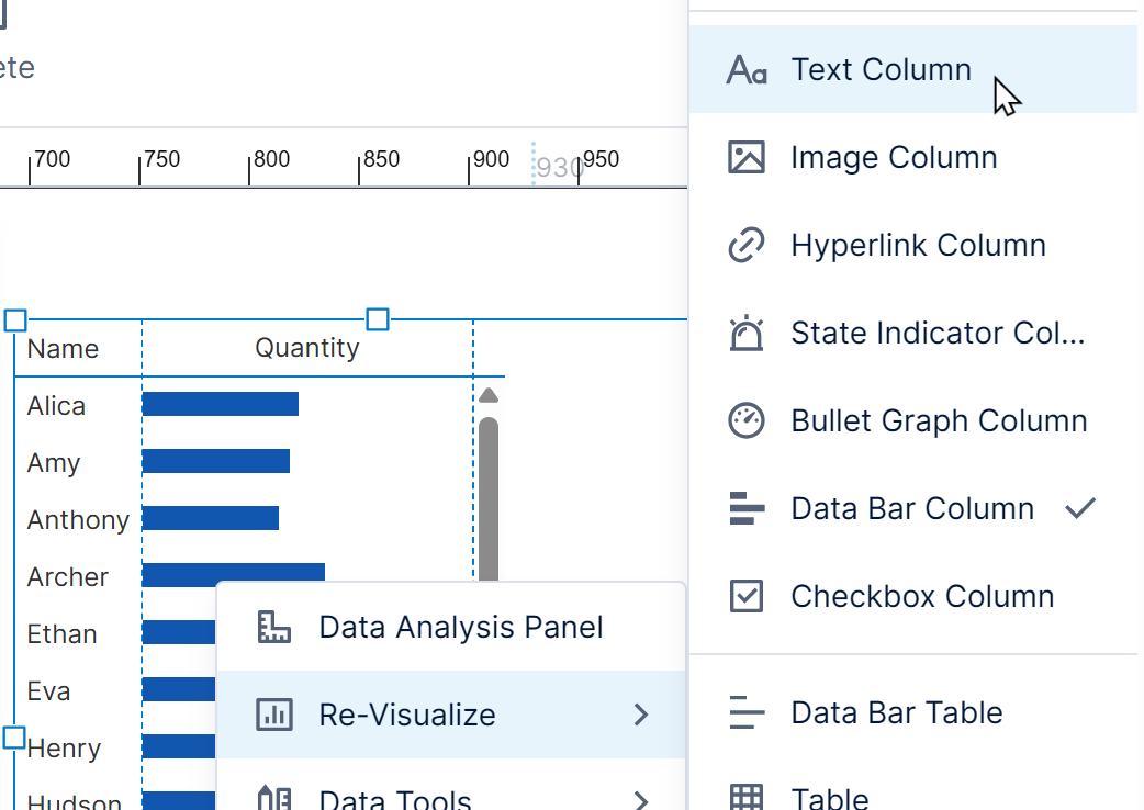 Change the column type by re-visualizing