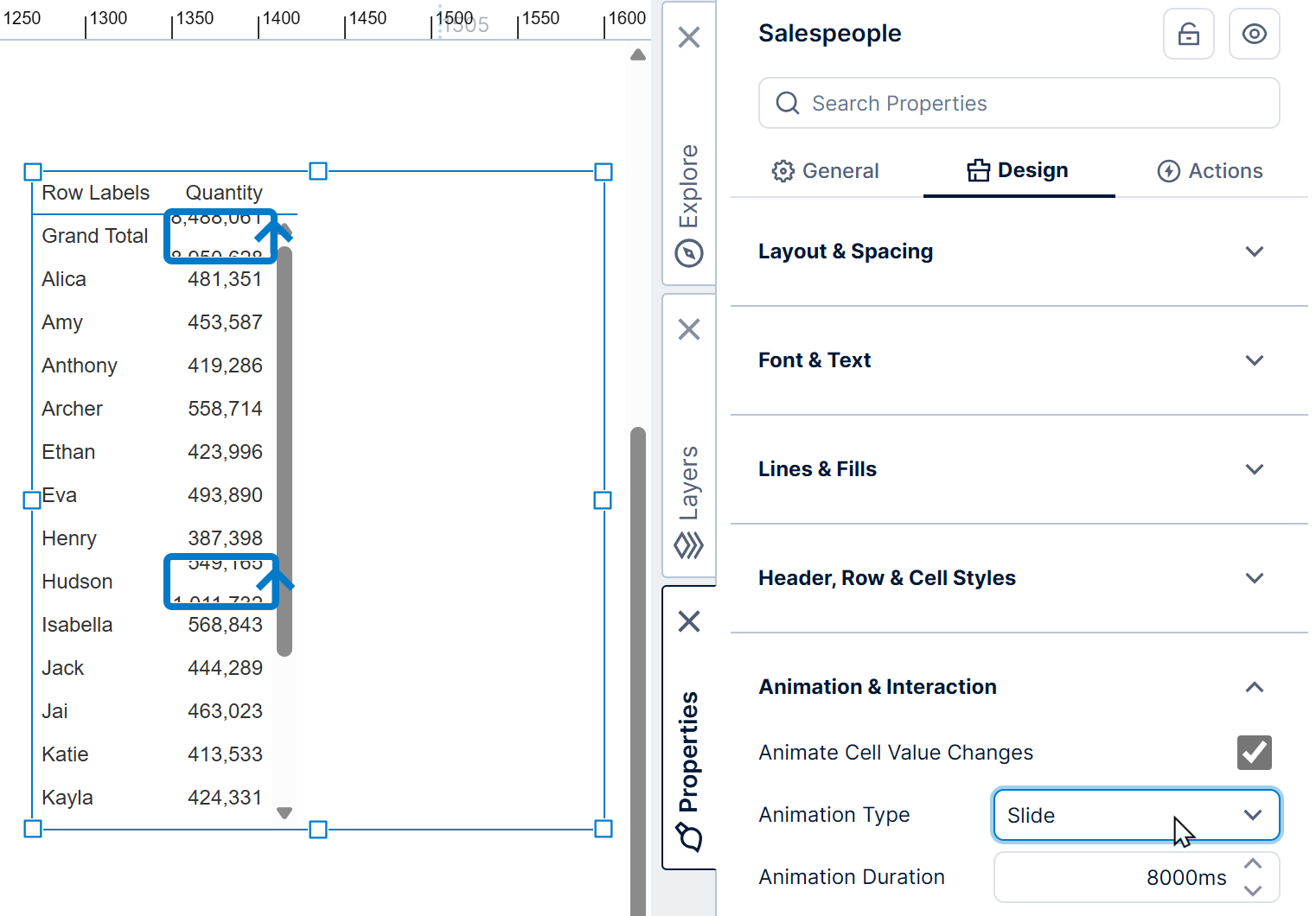 Enable the Animate Cell Value Changes property