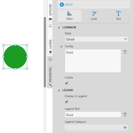 State style proper ties in the Main tab