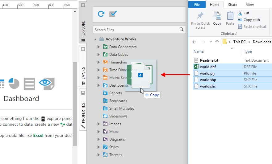 Drag&nbsp;  shapefile (three or more files)