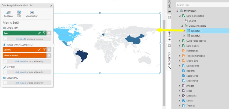 Drag Sheet1 to the map