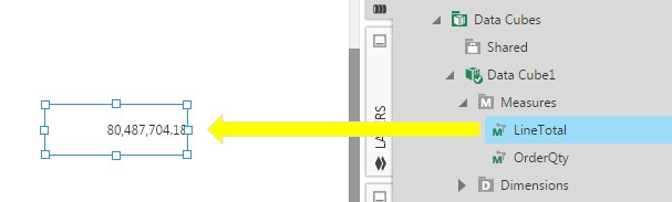 Dragging a measure to the data label