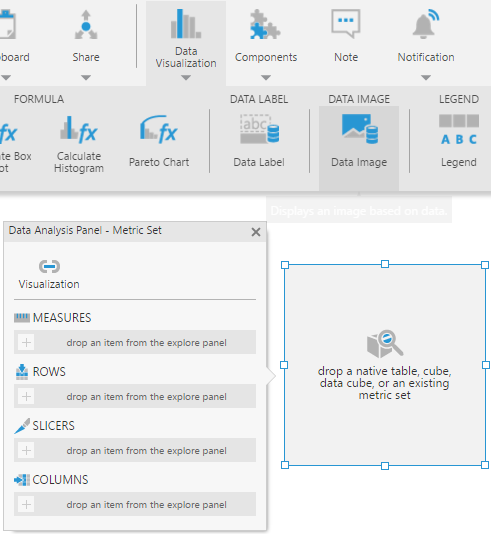 Add a data image from the toolbar 