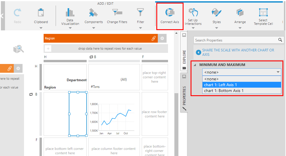 Resizing and connecting a left axis