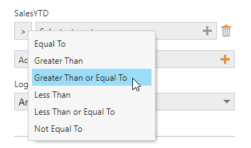  Select the comparison operator