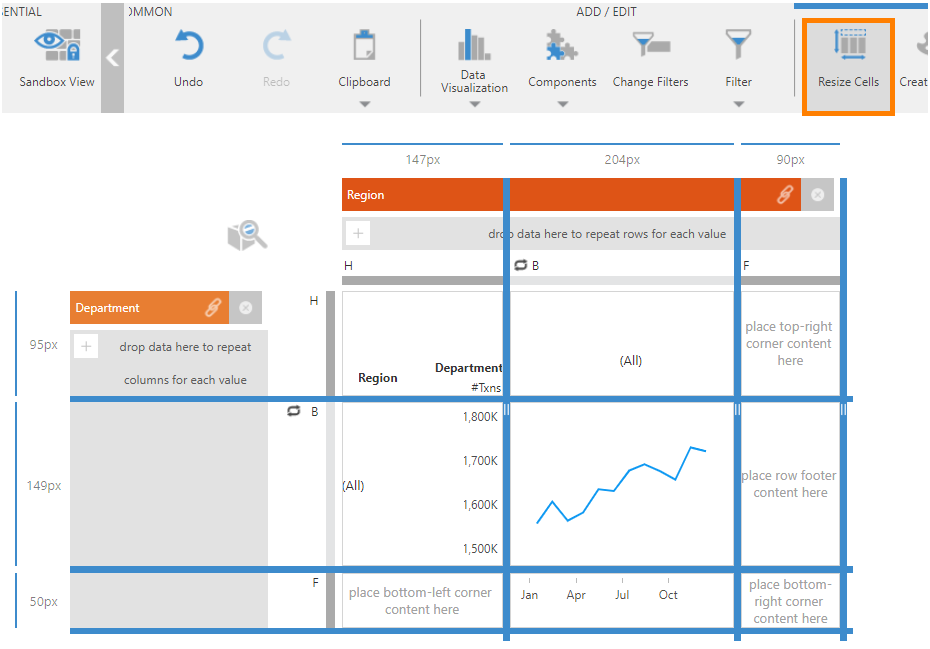 Resizing small multiple cells