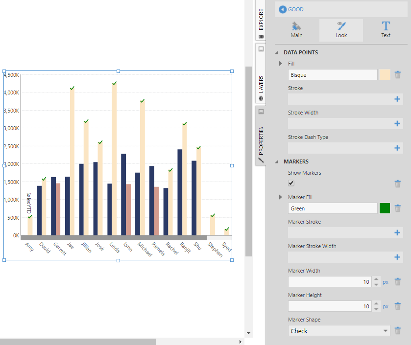 Change the Fill and show markers for the Good state 