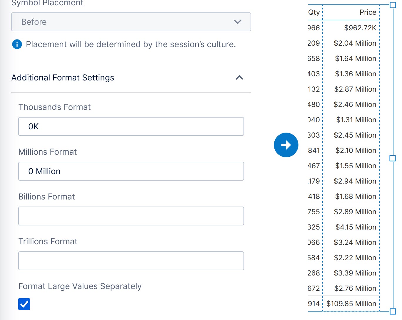 Specify the format for magnitude units