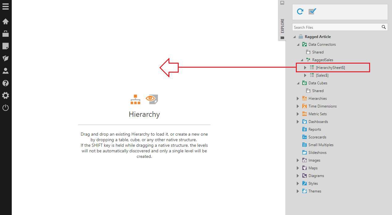 Drag the hierarchy data onto the canvas
