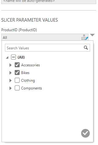 Specify slicer parameter values