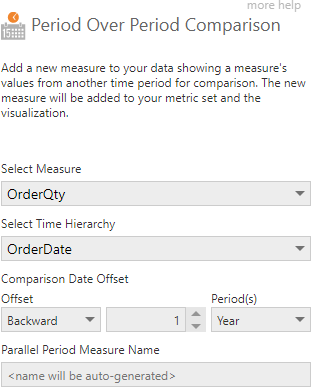 Period Over Period Comparison dialog